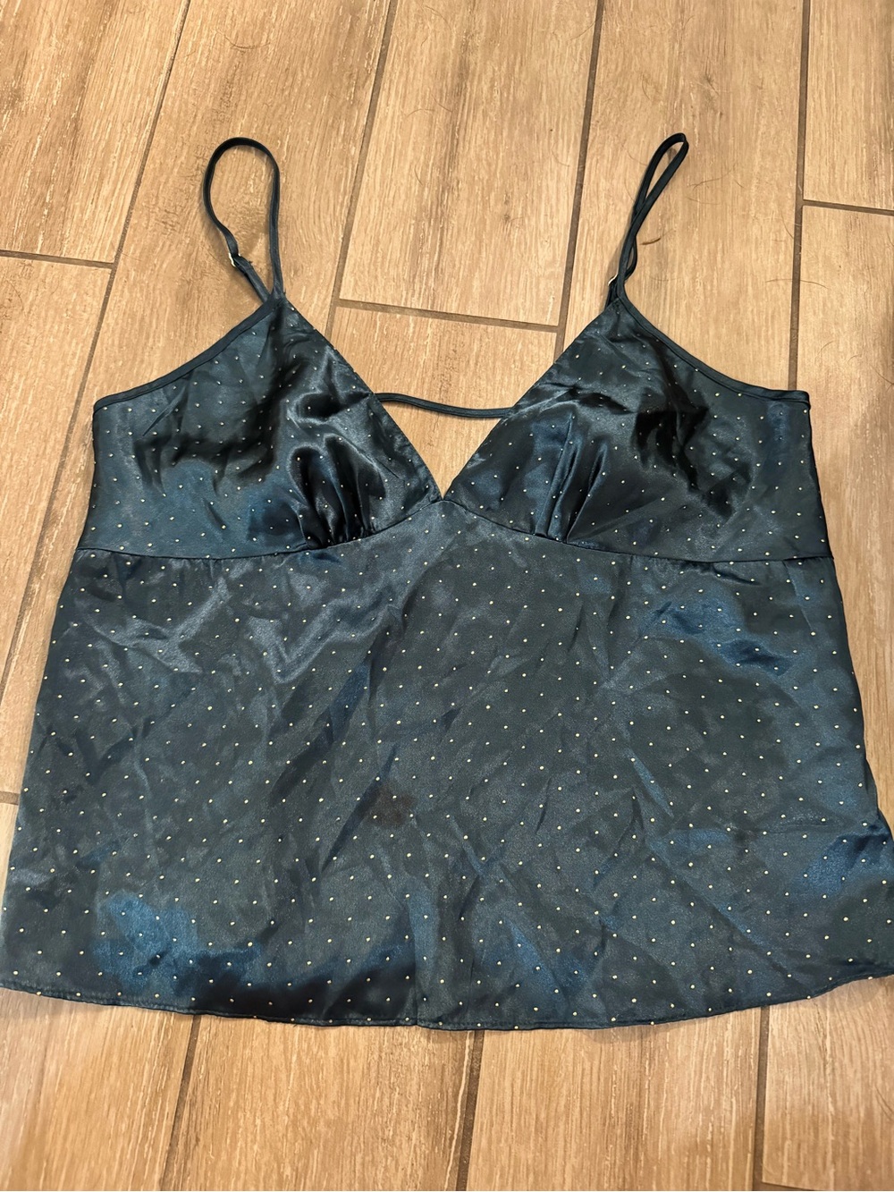 Linea Donatella Green Polka Dot Slip Tank